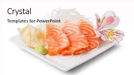  Presentation with white plate - Cool new slide set with salmon sashimi with withe plate backdrop and a  colored foreground