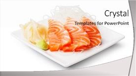  Presentation with gold award plaque or plate - Beautiful presentation design featuring salmon sashimi with withe plate backdrop and a  colored foreground