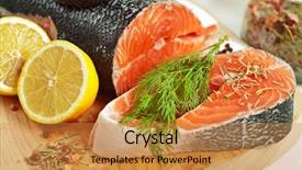  Presentation with salmon fish - Cool new presentation with salmon steak red fish isolated backdrop and a gold colored foreground