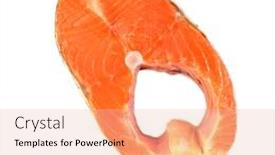  Presentation with salmon fish - Colorful presentation theme enhanced with salmon steak red fish isolated on white backdrop and a lemonade colored foreground