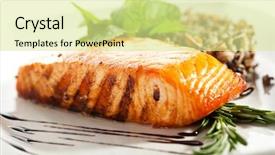  Presentation with salmon fish - Amazing slide set having salmon steak with rice backdrop and a blonde colored foreground