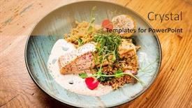  Presentation with steak - Slide set enhanced with salmon-steak-with-rice background and a yellow colored foreground