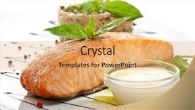  Presentation with salmon fish - Amazing PPT theme having brown leather texture backdrop and a light gray colored foreground.