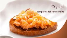  Presentation with salmon - PPT theme consisting of salmon-tartar-on-fried-bread background and a lemonade colored foreground