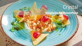  Presentation with corn - PPT theme featuring salmon-tartar-with-corn-chips background and a  colored foreground