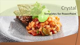  Presentation with fish tuna - Amazing PPT theme having salmon-tartare-close-up-raw backdrop and a blonde colored foreground