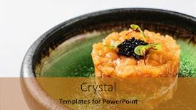  Presentation with caviar - Amazing slide set having salmon-tartare-with-black-caviar backdrop and a gold colored foreground