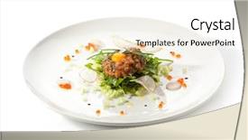  Presentation with quail - Slide deck enhanced with salmon tartare with quail egg and rucola background and a white colored foreground