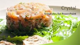  Presentation with salmon - Slide deck with salmon tartare with ruccola background and a lemonade colored foreground
