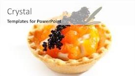  Presentation with set of sushi salmon - PPT theme featuring salmon tartlet background and a white colored foreground