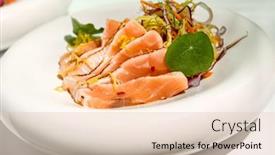  Presentation with green shadow - PPT theme enhanced with salmon-tataki-in-sesame background and a lemonade colored foreground