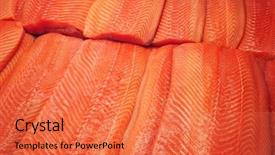  Presentation with salmon fish - Presentation theme having salmon texture background and a coral colored foreground