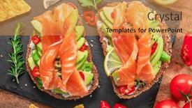  Presentation with spread - PPT layouts having salmon-toasts-bread-with-salmon background and a yellow colored foreground