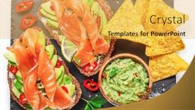  Presentation with tortilla - PPT layouts featuring salmon-toasts-bread-with-salmon background and a yellow colored foreground