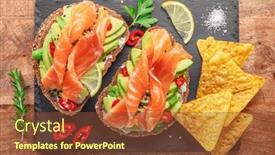  Presentation with tortilla - Theme featuring salmon-toasts-bread-with-salmon background and a tawny brown colored foreground