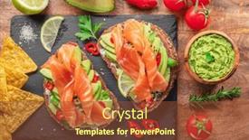  Presentation with spread - Presentation theme consisting of salmon-toasts-bread-with-salmon background and a tawny brown colored foreground