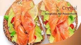  Presentation with avocado - PPT theme consisting of salmon-toasts-with-avocado-isolated background and a yellow colored foreground