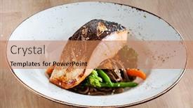  Presentation with noodle - Colorful PPT theme enhanced with salmon with buckwheat noodle backdrop and a coral colored foreground