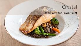  Presentation with noodle - Amazing slide deck having salmon-with-buckwheat-noodle backdrop and a soft green colored foreground