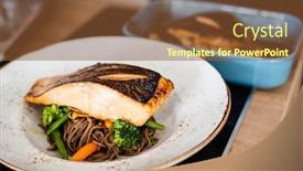  Presentation with noodle - PPT theme consisting of salmon-with-buckwheat-noodle background and a tawny brown colored foreground