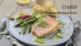  Presentation with asparagus - Beautiful PPT layouts featuring salmon-with-green-asparagus backdrop and a yellow colored foreground