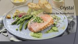  Presentation with asparagus - PPT theme having salmon-with-green-asparagus background and a coral colored foreground