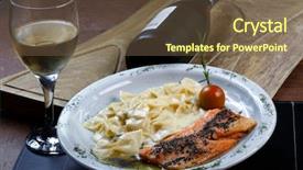  Presentation with pasta sauce - Slides enhanced with salmon with pasta in white background and a tawny brown colored foreground