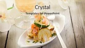  Presentation with population growth fish and shrimp - Amazing slide deck having salmone carpaccio and slice ovum backdrop and a lemonade colored foreground