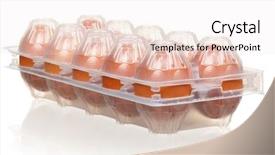  Presentation with salmonella - Theme with salmonella - brown eggs in the plastic background and a sky blue colored foreground