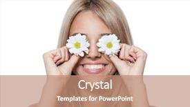  Presentation with beauty salon - Theme having salon beauty care - beautiful happy young woman background and a coral colored foreground