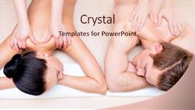  Presentation with body care spa body massage - PPT theme featuring salon enjoying a deep tissue background and a lemonade colored foreground