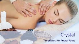  Presentation with masseur doing massage spa - Beautiful PPT layouts featuring salon girl gets spa procedure backdrop and a sky blue colored foreground