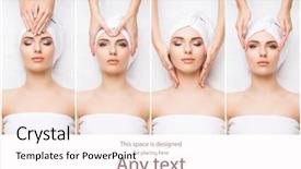  Presentation with spa salon - Colorful PPT layouts enhanced with salon girl getting traditional oriental backdrop and a sky blue colored foreground