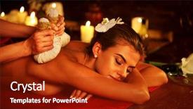 Presentation with massage therapy - Presentation theme consisting of woman massage in spa salon background and a crimson colored foreground