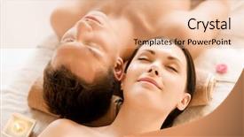  Presentation with spa salon - Slide deck having salon lying on the massage background and a coral colored foreground