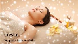  Presentation with nail salon beauty nails concept - Presentation design having salon lying on the massage background and a coral colored foreground