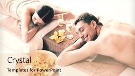  Presentation with salon and spa - Presentation theme with salon lying on the massage background and a lemonade colored foreground