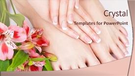  Presentation with manicure - Presentation theme enhanced with salon on pedicure and manicure background and a lemonade colored foreground