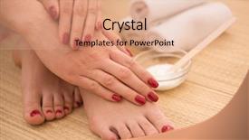 Presentation with spa salon - PPT theme with salon on pedicure and manicure background and a coral colored foreground
