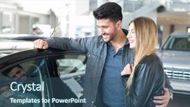  Presentation with car - Theme having saloon - couple choosing their new car background and a ocean colored foreground