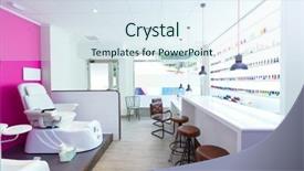  Presentation with nail spa - PPT theme consisting of saloon and pedicure chair spa background and a sky blue colored foreground