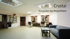  Presentation with hairdressing salon - Cool new PPT layouts with saloon spa - interior of a hairdressing salon backdrop and a mint green colored foreground