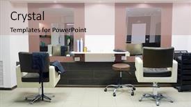 Presentation with hairdressing salon - Cool new PPT theme with saloon spa - interior of a hairdressing salon backdrop and a mint green colored foreground