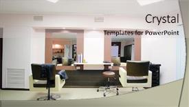  Presentation with spa salon - Beautiful PPT theme featuring saloon spa - interior of a hairdressing salon backdrop and a lemonade colored foreground