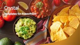  Presentation with salsa guacamole - Amazing slide deck having salsa dip nachos tortilla chips backdrop and a tawny brown colored foreground