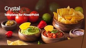  Presentation with salsa guacamole - PPT layouts consisting of salsa dip nachos tortilla chips background and a tawny brown colored foreground