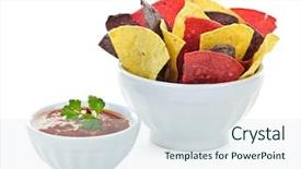  Presentation with chip - Slides consisting of salsa with colorful tortilla chip background and a sky blue colored foreground