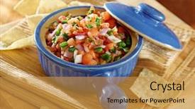  Presentation with food tortilla - Presentation design enhanced with salsa with tortilla chips background and a gold colored foreground
