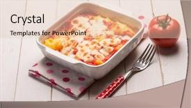  Presentation with course - Amazing slides having course pied - baked polenta with tomato sauce backdrop and a lemonade colored foreground