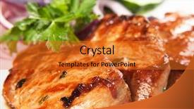  Presentation with barbecue - Colorful slide set enhanced with barbecue with sauce and vegetables backdrop and a gold colored foreground